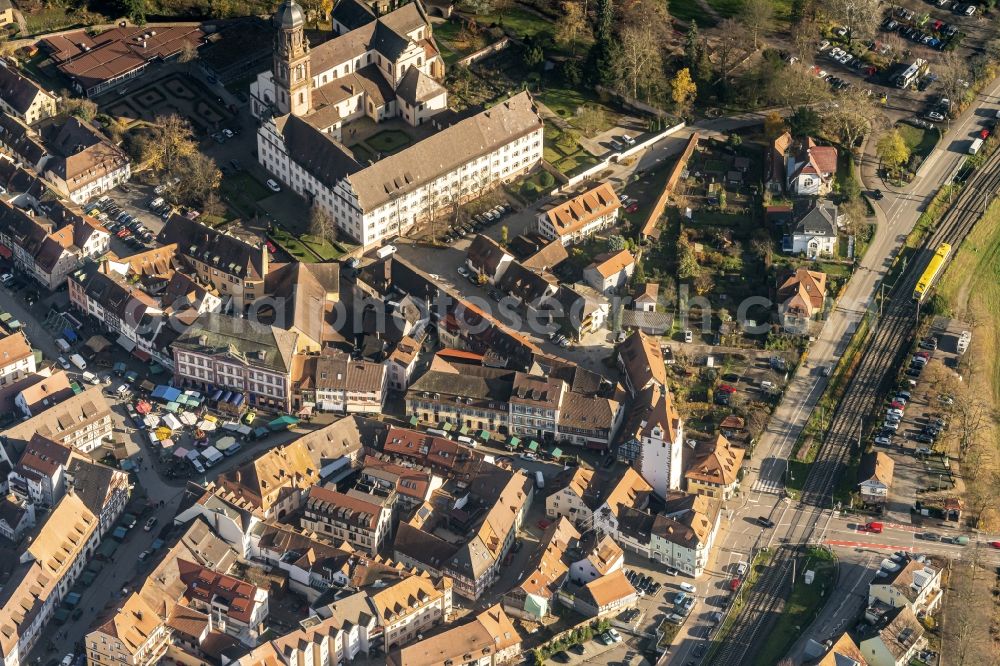 Gengenbach from above - Old Town area and city center in Gengenbach in the state Baden-Wurttemberg, Germany
