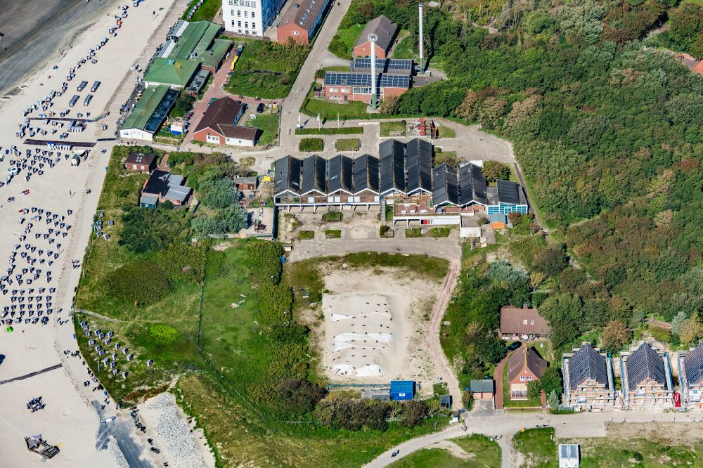 Norderney from above - On the western beach is the Bath Museum of Norderney in the state of Lower Saxony, Germany