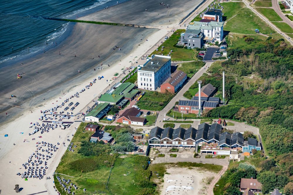 Aerial image Norderney - On the western beach is the Bath Museum of Norderney in the state of Lower Saxony, Germany