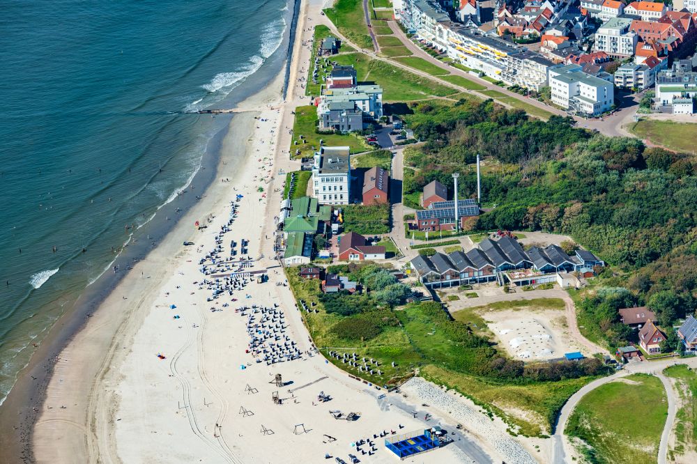 Aerial photograph Norderney - On the western beach is the Bath Museum of Norderney in the state of Lower Saxony, Germany