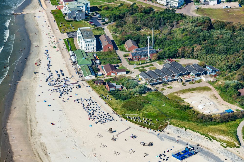 Norderney from above - On the western beach is the Bath Museum of Norderney in the state of Lower Saxony, Germany