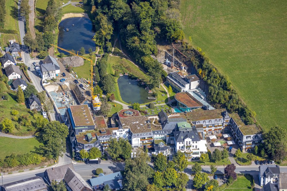 Aerial image Winkhausen - Reconstruction and revitalization on the extension construction site of the hotel complex Romantik- & Wellnesshotel Deimann in Winkhausen at Sauerland in the state North Rhine-Westphalia, Germany