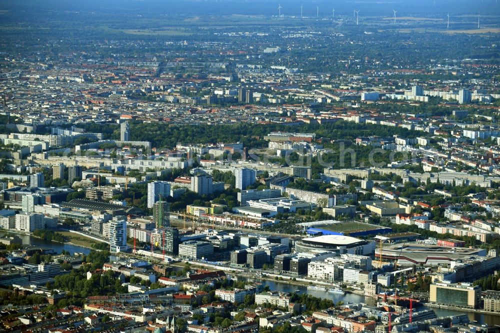 Aerial photograph Berlin - Building on Anschutz- Areal along of Muehlenstrasse in the district Friedrichshain in Berlin, Germany