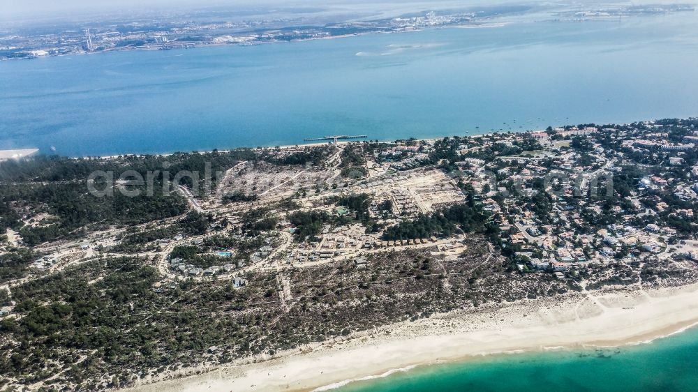 Aerial image Sol Troja - Single-family residential area of settlement in Sol Troja in Grandola, Portugal