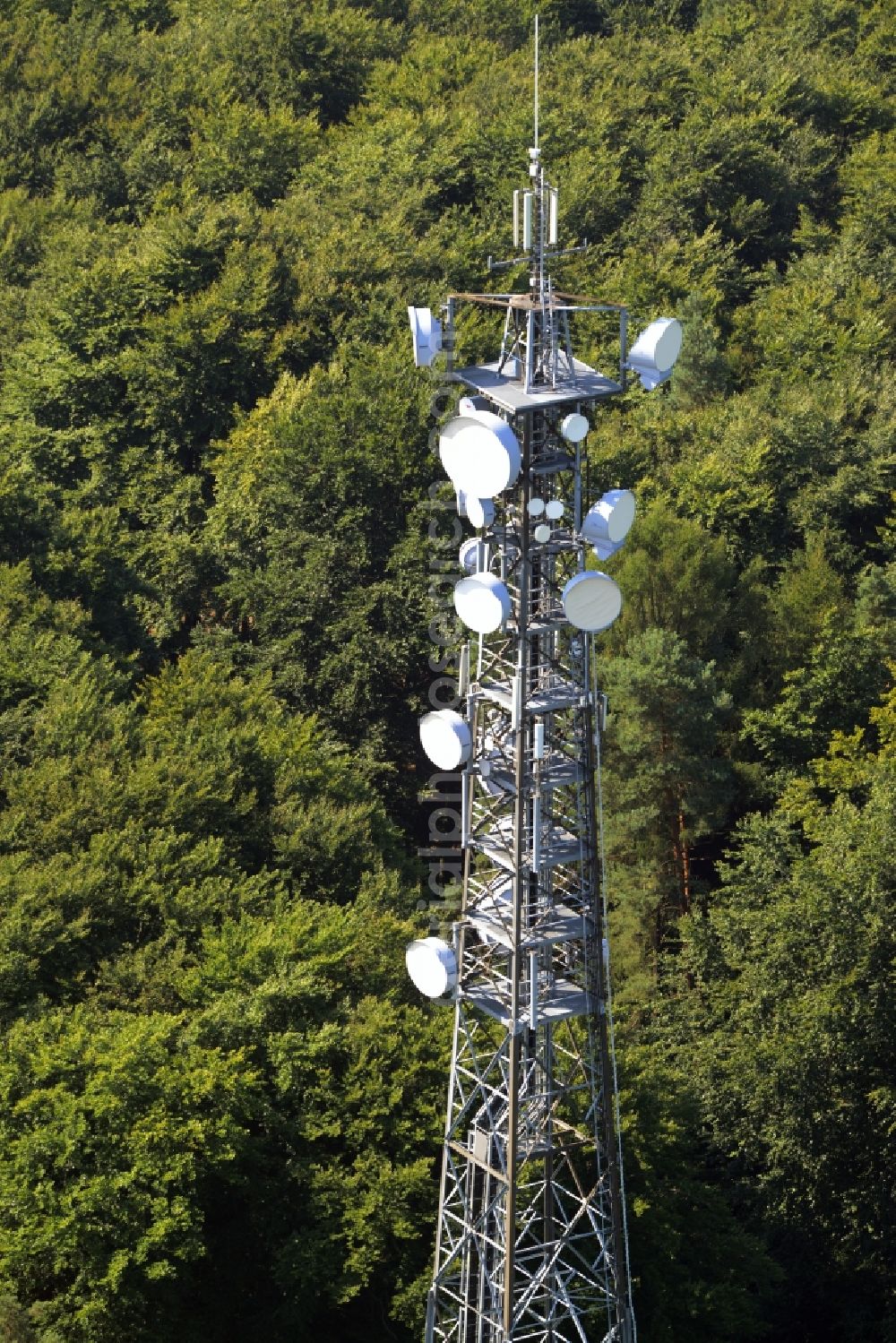 Gräfenhainichen from the bird's eye view: Antenna and transmission tower radio mast in Graefenhainichen in the state Saxony-Anhalt