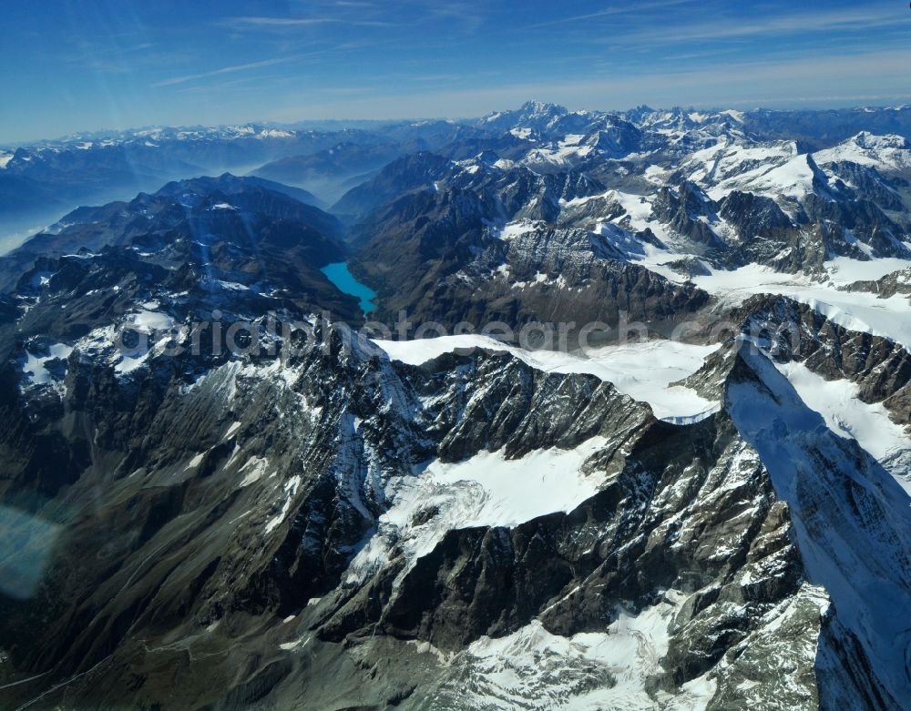 Aerial image Aosta - View of the Aostatal near Aosta in the homonymous region in Italy