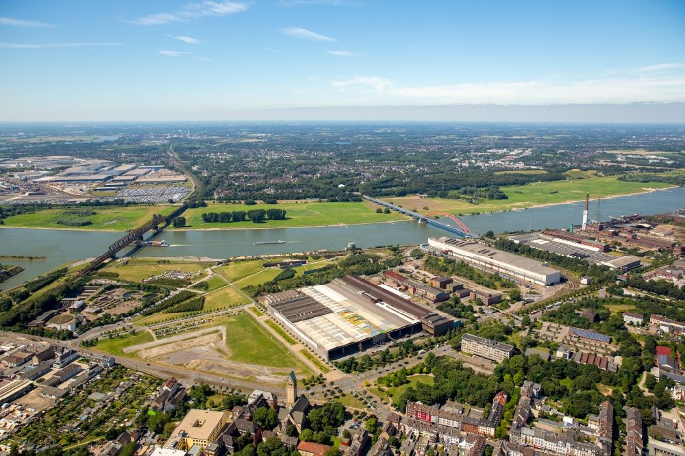 Aerial photograph Duisburg - View of the ArcelorMittal Ruhrort GmbH at the Woerthstreet in the district Hochfeld in Duisburg in the state North Rhine-Westphalia