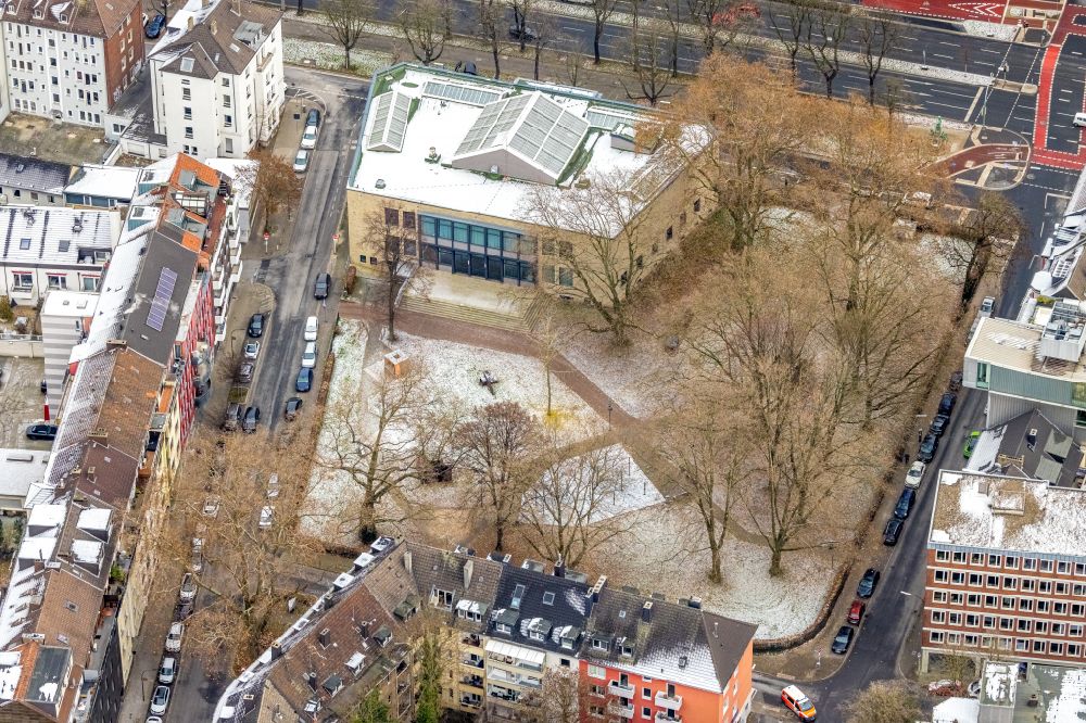 Dortmund from above - Functional building of the archive building of Baukunstarchiv NRW on Ostwall in the district City-Ost in Dortmund in the state North Rhine-Westphalia, Germany