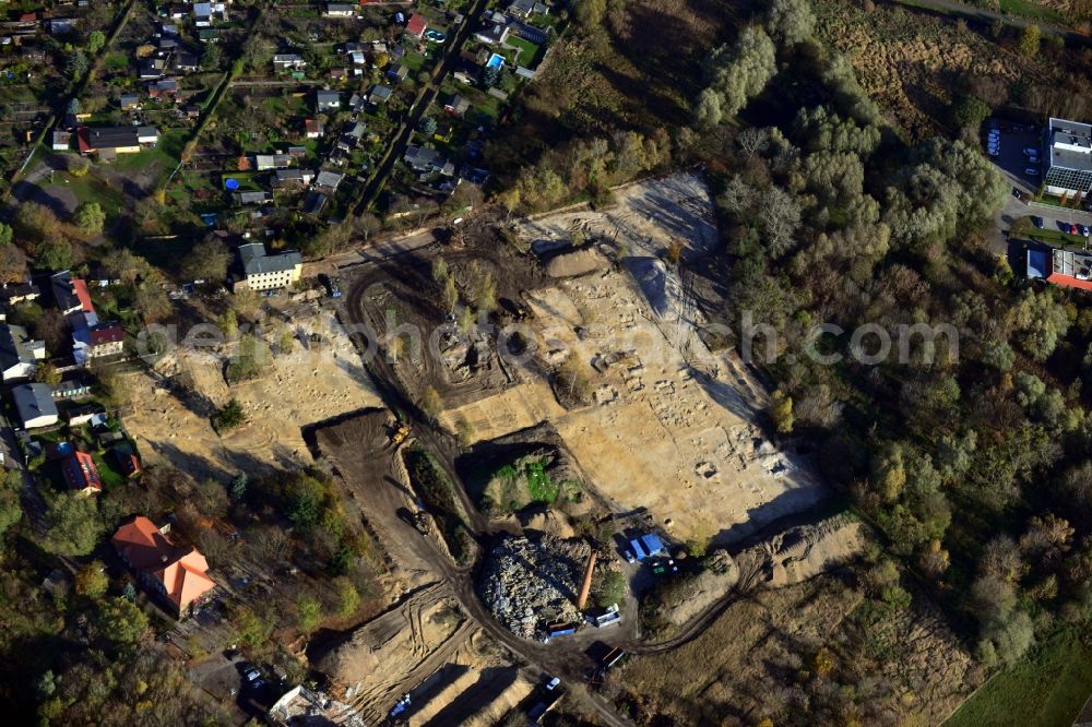 Aerial image Potsdam - View of an archaeological excavation in Potsdam in the state of Brandenburg