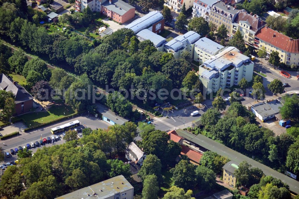 Aerial photograph Berlin - The railway line Dresden Bahn near S-Bahn station Berlin Lichtenrade