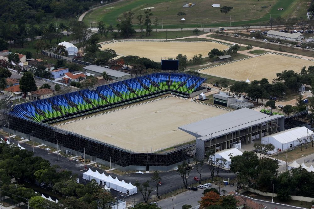 Rio de Janeiro from the bird's eye view: Arena of the Olympic Equestrian Centre before the Summer Olympics of XXXI. Olympics in Rio de Janeiro in Rio de Janeiro in Brazil