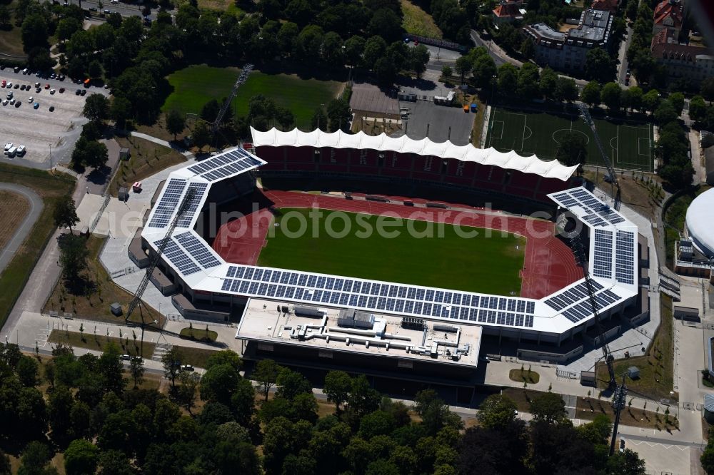 Erfurt from the bird's eye view: Site of the Arena stadium Steigerwaldstadion in Erfurt in Thuringia