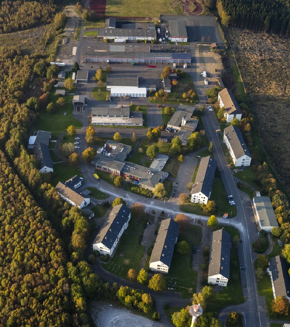 Burbach from above - Asylum Home - reception center in the former victorious country Barracks in Burbach in the state of North Rhine-Westphalia