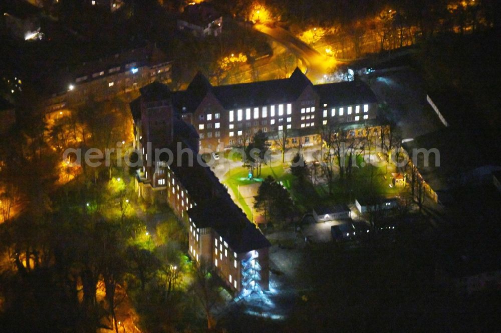 Potsdam at night from the bird perspective: Night lighting View of the former parliament of Brandenburg in Potsdam