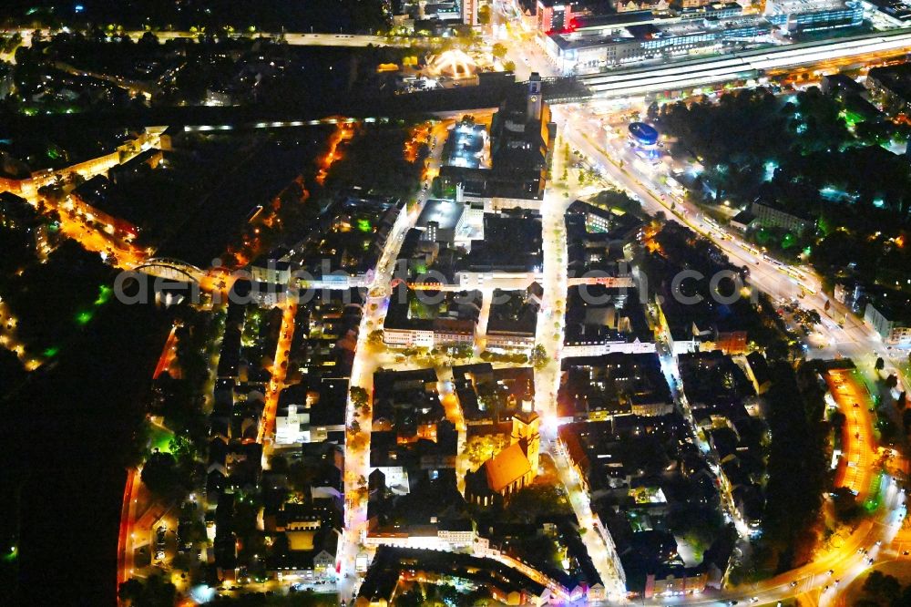Berlin at night from above - Night lighting old Town area and city center Spandau in the district Spandau in Berlin, Germany