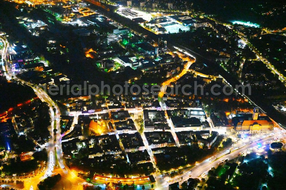 Berlin at night from above - Night lighting old Town area and city center Spandau in the district Spandau in Berlin, Germany