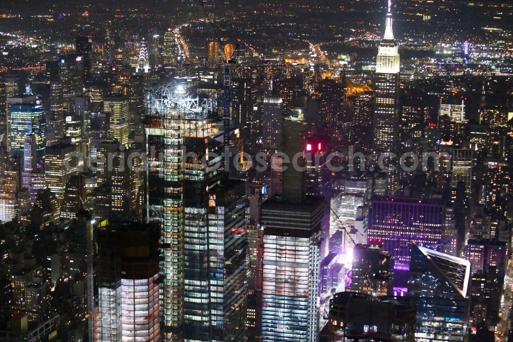 New York at night from above - Night lighting Construction site for new high-rise building complex on 10th Avenue in New York in United States of America