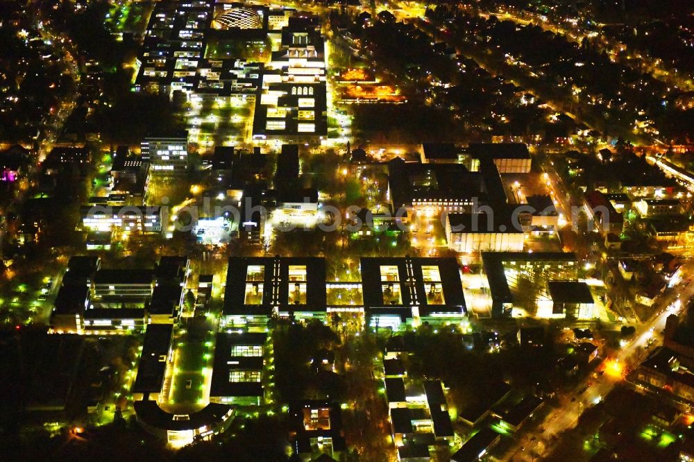 Berlin at night from above - Night lighting Campus building of the university Freie Universitaet Berlin on Kaiserswerther Strasse in the district Dahlem in Berlin, Germany