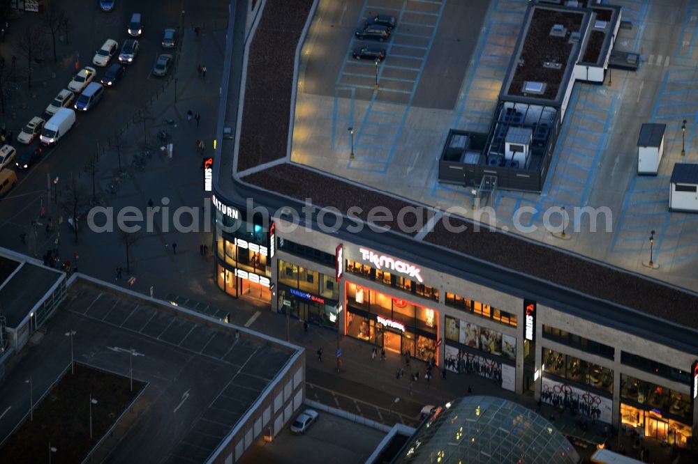 Aerial photograph at night Berlin - View of shopping center on Elcknerplatz at Berlin - Köpenick