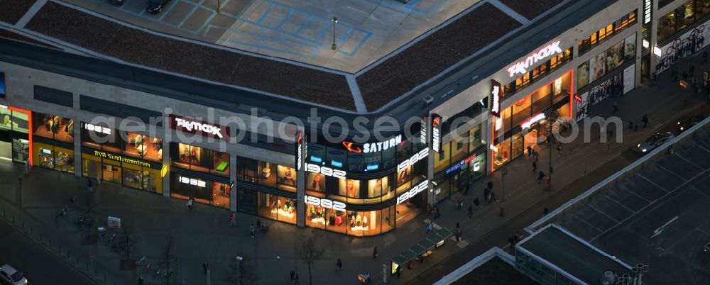 Aerial image at night Berlin - View of shopping center on Elcknerplatz at Berlin - Köpenick