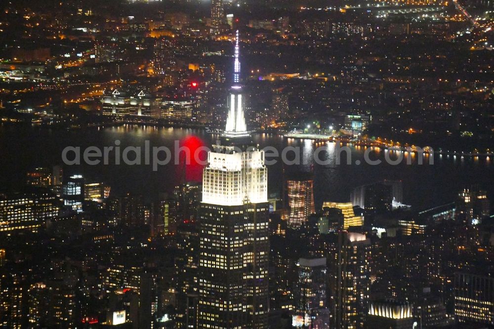 New York at night from above - Night lighting High-rise buildings Empire State Building 5th Avenue in New York in United States of America