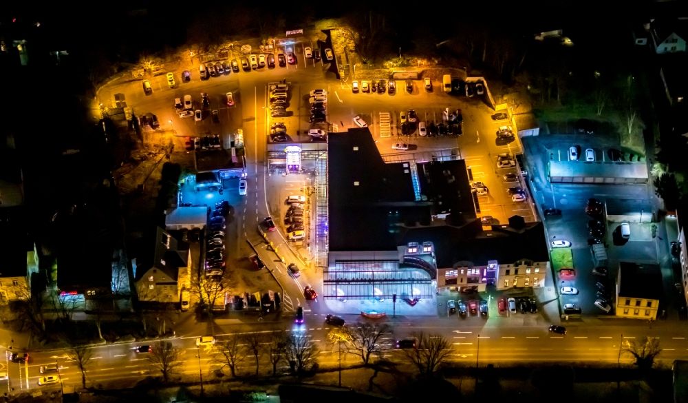 Aerial photograph at night Unna - Night lighting building of the shopping center on Ostring in Unna in the state North Rhine-Westphalia, Germany