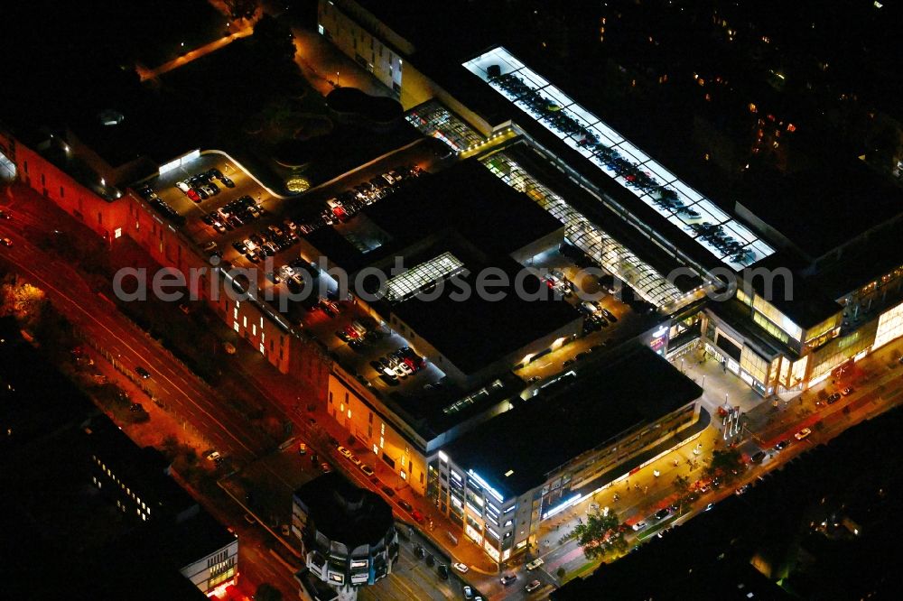 Aerial image at night Berlin - Night lighting at the shopping center Boulevard Berlin at Schlossstrasse, Schildhornstrasse, Lepsiusstrasse, Markelstrasse in Berlin-Steglitz