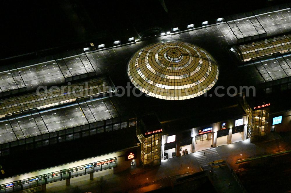 Leipzig at night from the bird perspective: Night lighting building of the shopping center Allee-Center in the district Gruenau in Leipzig in the state Saxony, Germany
