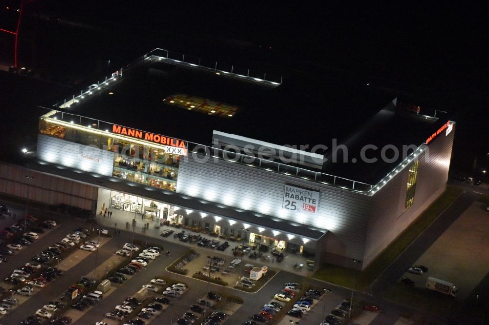 Eschborn at night from above - Night view Building of the store - furniture market XXXL Mann Mobilia in Sulzbach (Taunus) in the state Hesse
