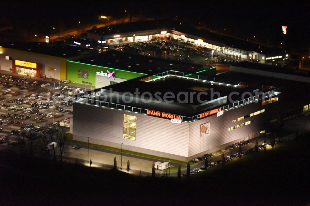 Aerial image at night Eschborn - Night view Building of the store - furniture market XXXL Mann Mobilia in Sulzbach (Taunus) in the state Hesse