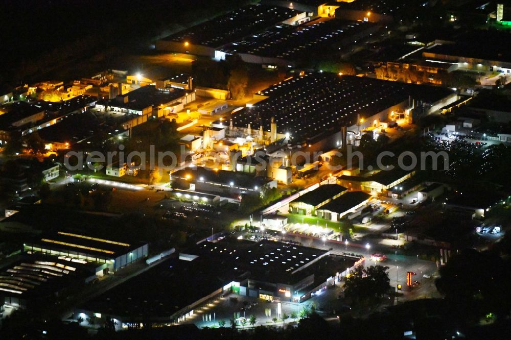Münster at night from above - Night lighting Industrial and commercial area along the Robert-Bosch-Strasse in Muenster in the state North Rhine-Westphalia, Germany