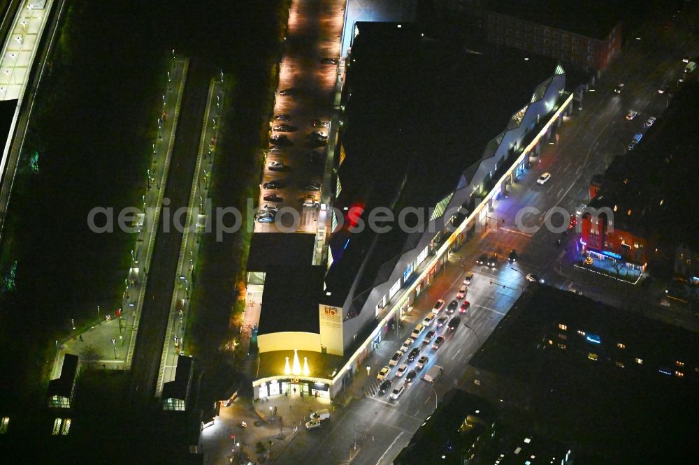 Aerial image at night Berlin - Night lighting lIO mall on the Lankwitzer street in Berlin - Lichterfelde