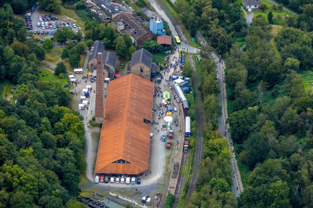Witten at night from the bird perspective: Museum building ensemble LWL-Industriemuseum Zeche Nachtigall in Witten in the state North Rhine-Westphalia, Germany