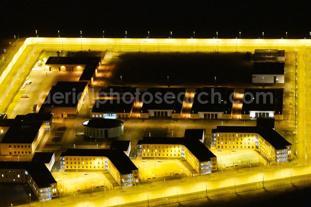 Aerial photograph at night Arnstadt - Night lighting Construction of the Youth Detention Center (JSA) and the Thuringian new youth detention center (prison) in Arnstadt