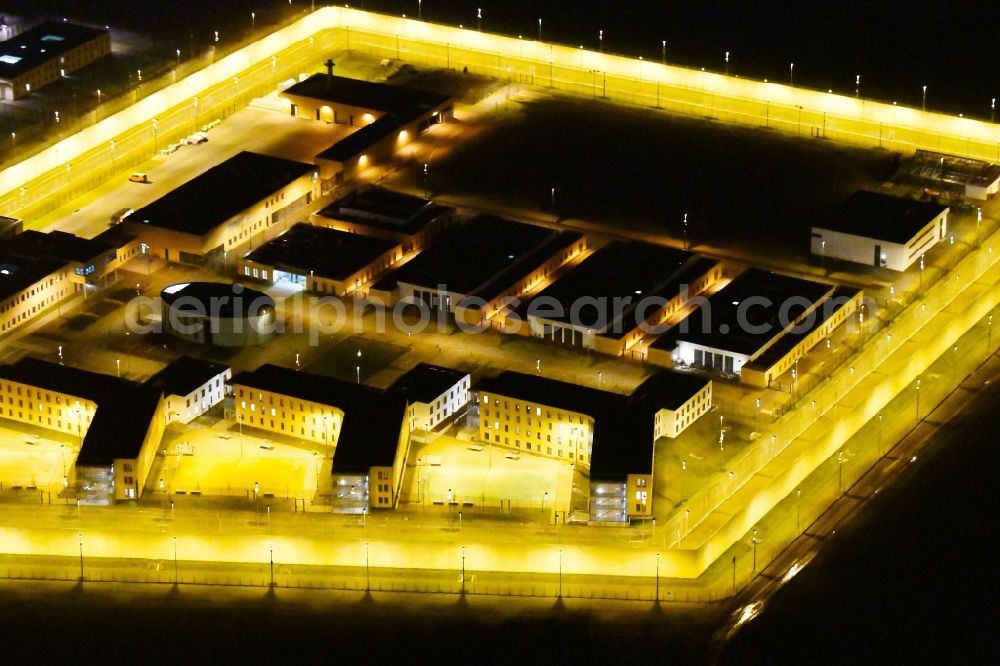 Aerial image at night Arnstadt - Night lighting Construction of the Youth Detention Center (JSA) and the Thuringian new youth detention center (prison) in Arnstadt