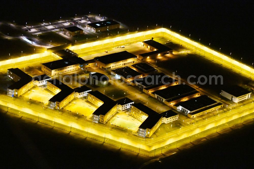Aerial image at night Arnstadt - Night lighting Construction of the Youth Detention Center (JSA) and the Thuringian new youth detention center (prison) in Arnstadt