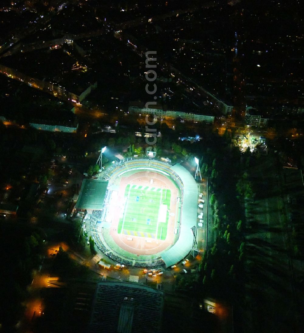 Berlin at night from above - Night lighting Stadium at the Friedrich-Ludwig-Jahn-Sportpark in Berlin Prenzlauer Berg