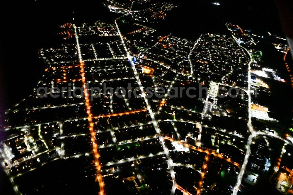 Mölln at night from above - Night lighting city view on down town in Moelln in the state Schleswig-Holstein, Germany
