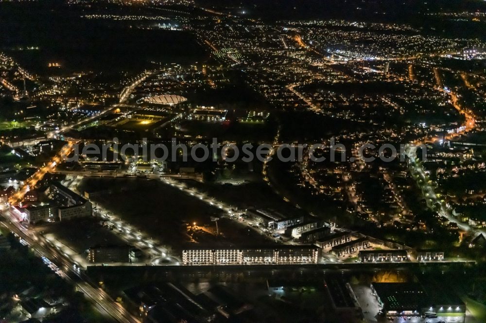 Odense at night from above - Night lighting outskirts residential in the district Odense M in Odense in Syddanmark, Denmark
