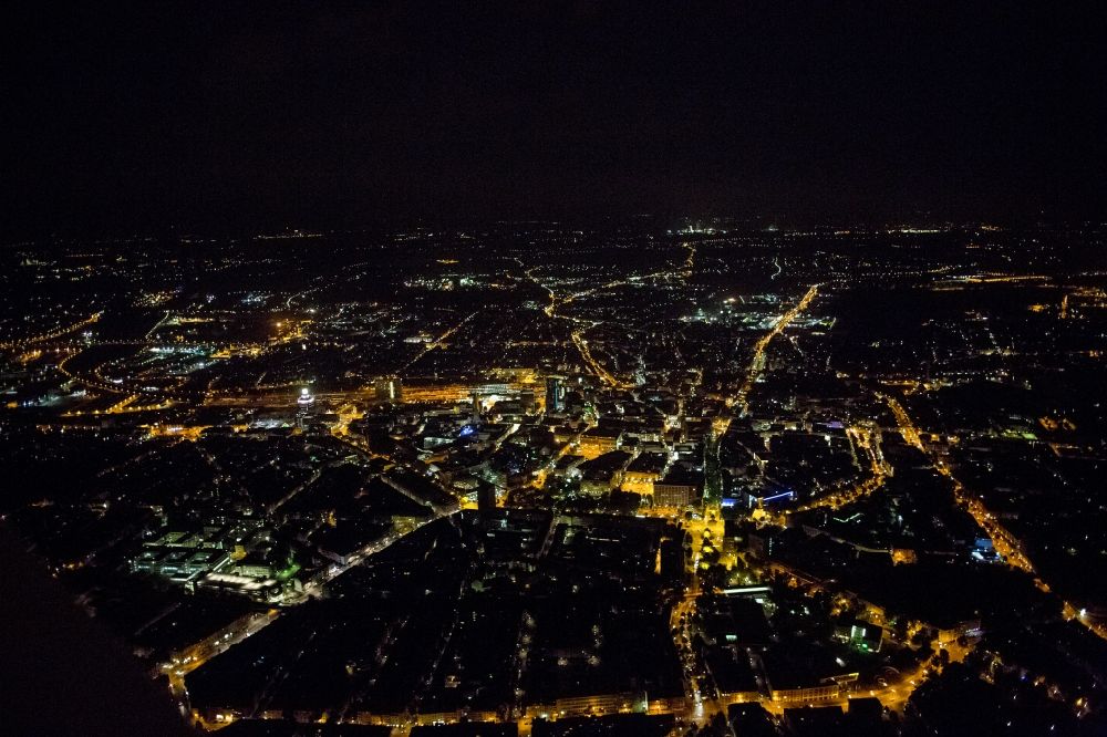 Dortmund at night from above - Dortmund city center at night in the state of North Rhine-Westphalia