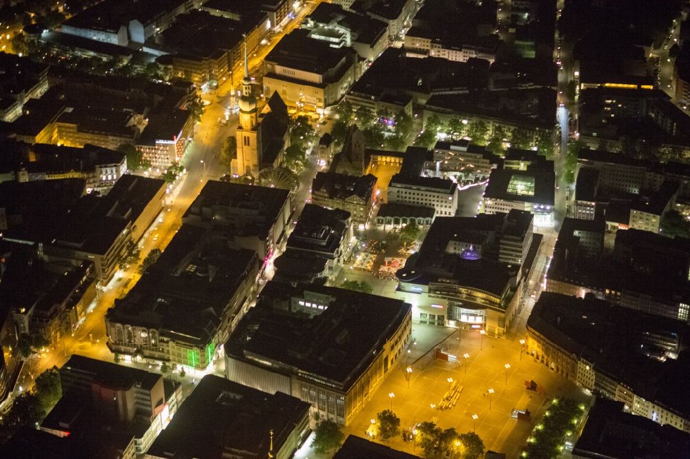 Dortmund at night from the bird perspective: Dortmund city center at night in the state of North Rhine-Westphalia