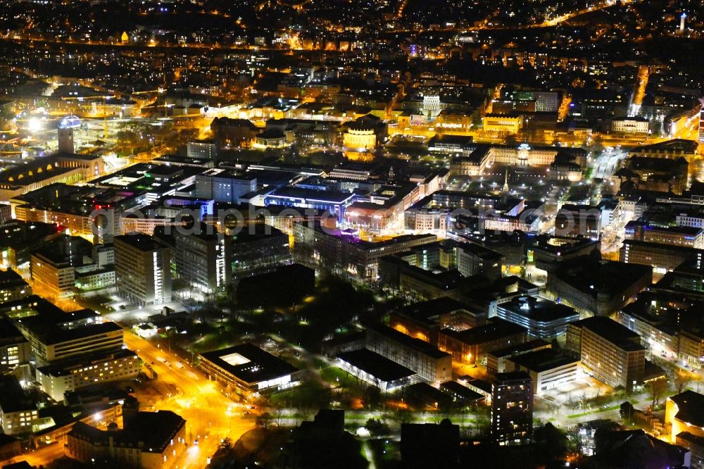 Stuttgart at night from above - Night lighting the city center in the downtown area in Stuttgart in the state Baden-Wurttemberg, Germany