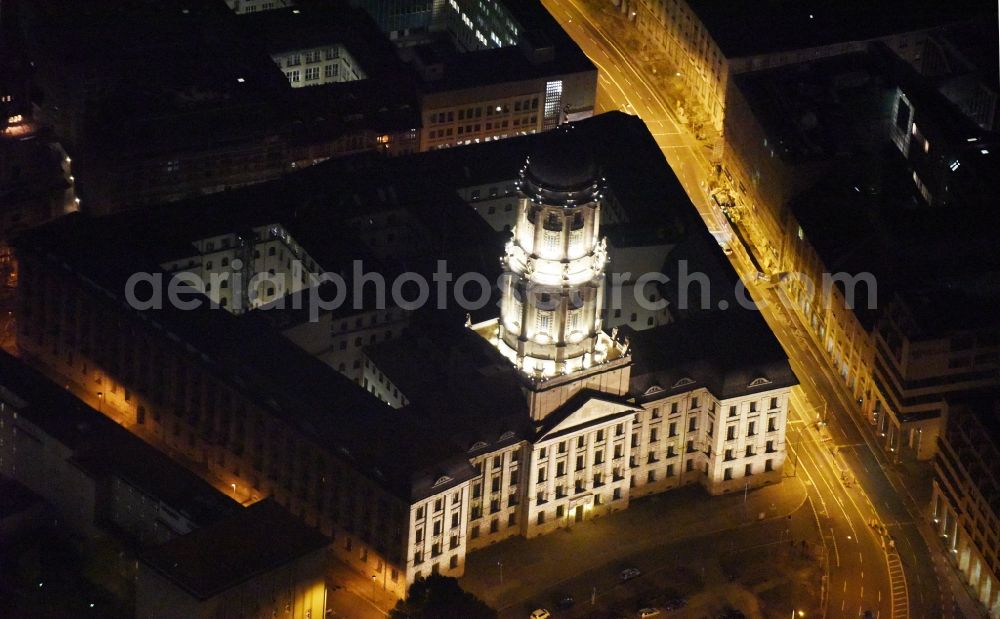 Berlin at night from the bird perspective: Night view building the Old City s House and the head office of the water companie in the Juedenstrasse in Berlin