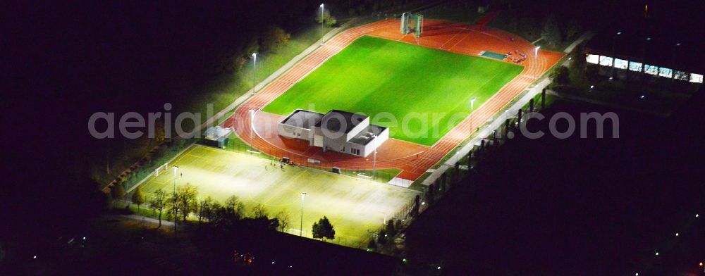 Aerial image at night Potsdam - Night aerial photo of a sports area in Potsdam in the state Brandenburg
