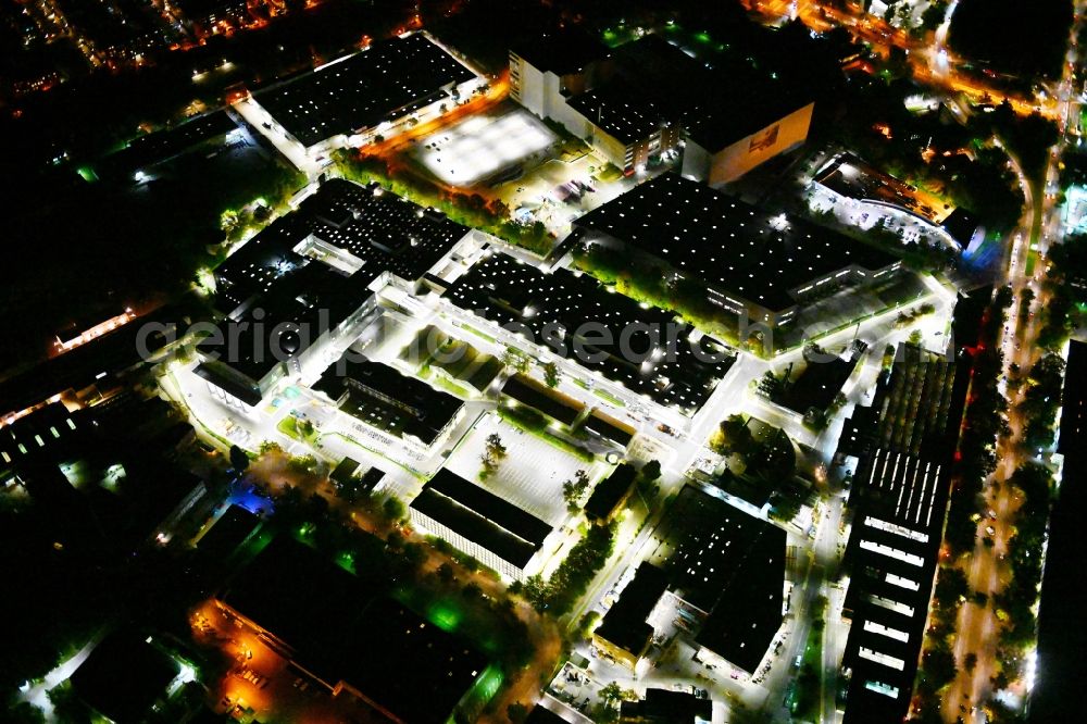 Aerial image at night Berlin - Night lighting factory area of a??a??the Bayerische Motoren Werke / BMW AG motorcycle plant at the Juliusturm in the district of Spandau in Berlin, Germany
