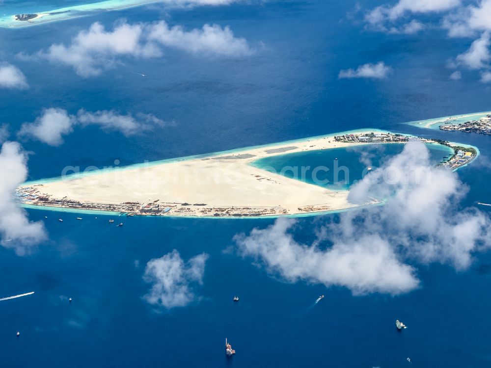Aerial image Gulhi Falhu - Atoll on the water surface Gulhi Falhu in Gulhi Falhu in Maldives, Maldives