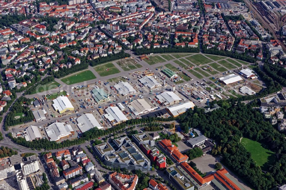 Aerial photograph München - Area of the Munich Oktoberfest at the Theresienwiese in Munich, Bavaria