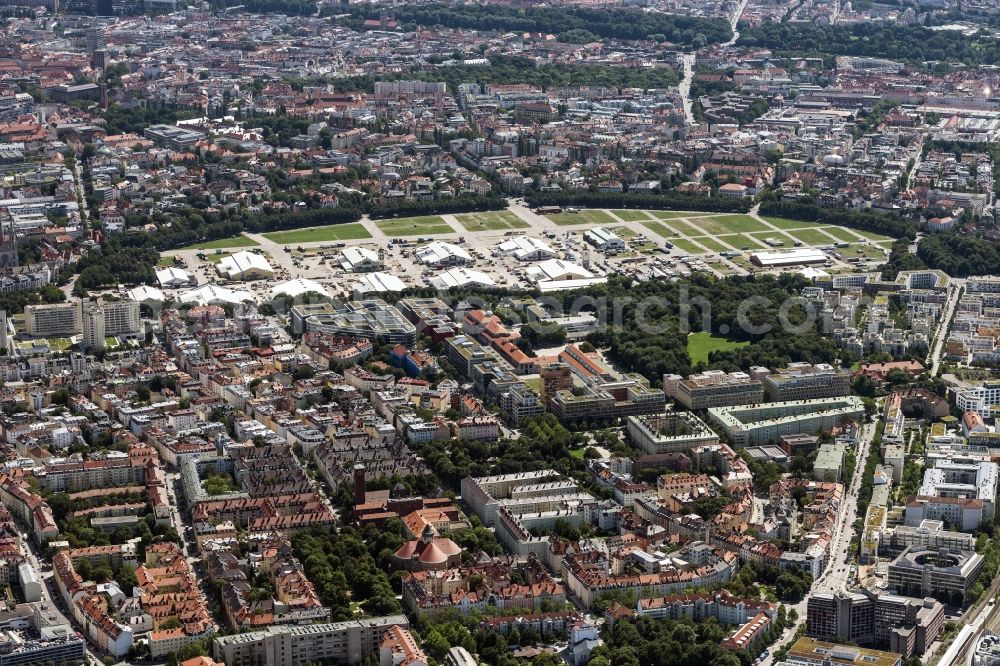 Aerial image München - Area of the Munich Oktoberfest at the Theresienwiese in Munich, Bavaria