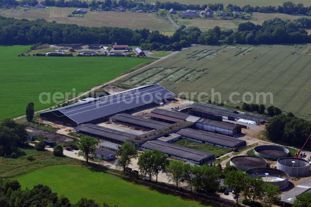 Aerial image Werneuchen - Expansion and construction of the reservoir of liquid manure containers of pig and cattle feedlot in Werneuchen in Brandenburg