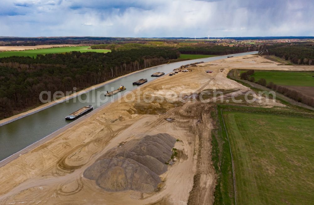 Aerial image Finowfurt - Channel flow and river banks of the waterway shipping Oder-Havel-Kanal in Finowfurt at Schorfheide in the state Brandenburg, Germany